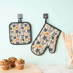 Kat Portretten Ovenwant & Pannenlap Set