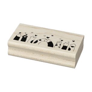 Kat poten en hart  rubberstempel