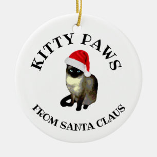 Kat poten van Santa Claus Cute Siamese Cat Keramisch Ornament