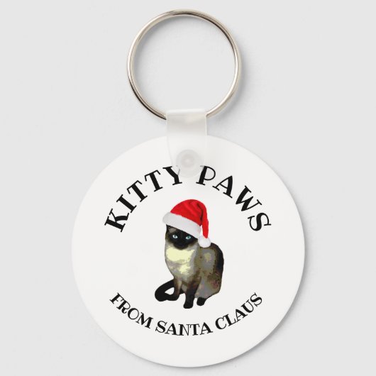 Kat poten van Santa Claus Cute Siamese Cat Sleutelhanger (Voorkant)