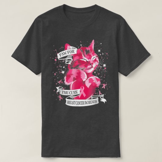 Kat poten voor de kure borstkankerbewuster t-shirt (Design voorkant)