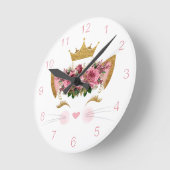 Kat Princess Wall Clock Ronde Klok (Hoek)