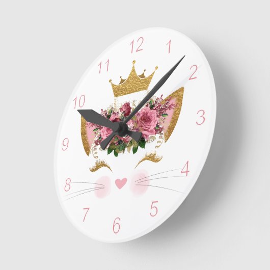 Kat Princess Wall Clock Ronde Klok (Hoek)