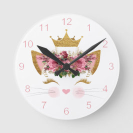 Kat Princess Wall Clock Ronde Klok