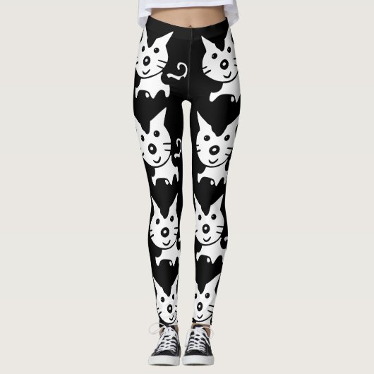KAT PRINT YOGA BROEK ZWART LEGGINGS (Voorkant)