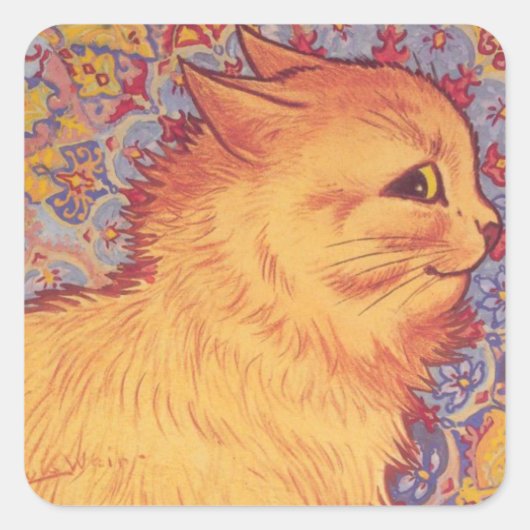 Kat Profiel van Louis Wain Vierkante Sticker (Voorkant)