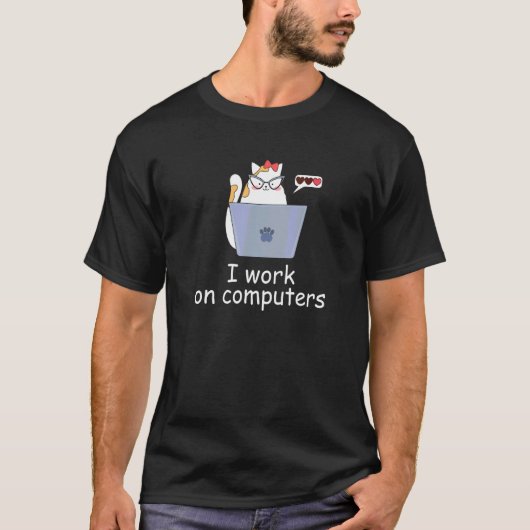 Kat Programmeur Ik Werk Aan Computers Kat T-shirt (Voorkant)