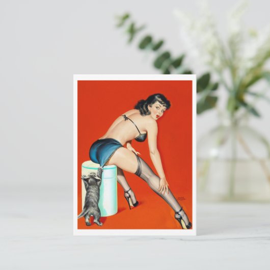 Kat pulp omhoog briefkaart (Staand voorkant)