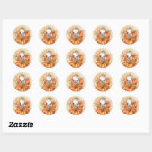 Kat Pumpkins Herfst Autumn Oranje White Ronde Sticker (Vel)