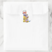 Kat punk cartoon ronde sticker (Tas)