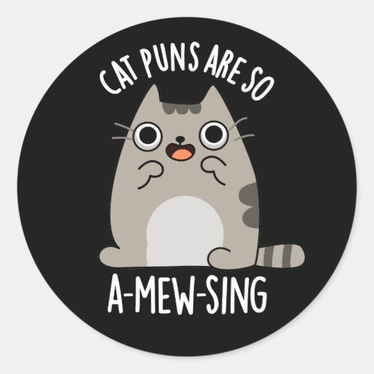 Kat Puns zijn zo'n A-mew-end dierlijk paardenbont, Ronde Sticker (Voorkant)