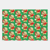  Kat & Puppy Red & Green met 3 kerst Inpakpapier Vel (Voorkant 3)