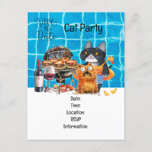 Kat Purr-fect Bijzondere Kattenfeestje Uitnodiging Briefkaart
