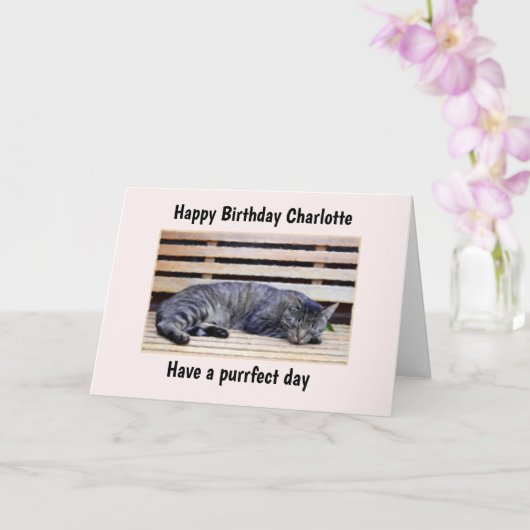 Kat PurrfecDay Birthday Card Kaart (Orchidee)