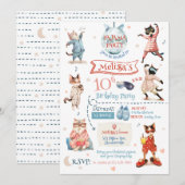 Kat Pyjama Party Uitnodiging voor verjaardag (Voorkant / Achterkant)