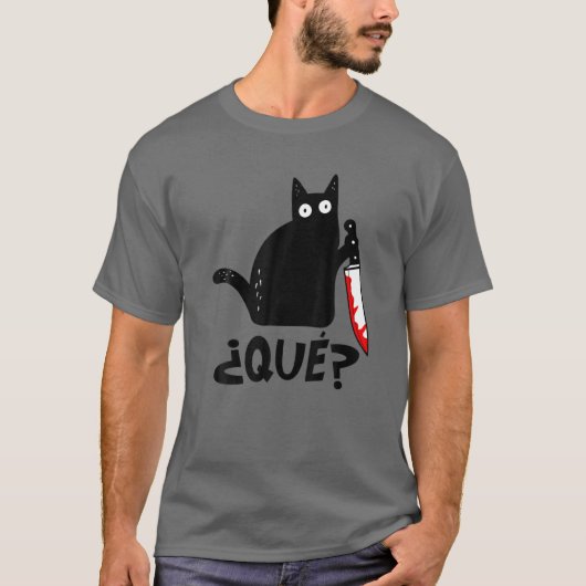 Kat, Que? Funny Black Cat Murderous Cat Wi T-shirt (Voorkant)