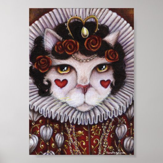 Kat Queen of Hearts Alice Wonderland Royalty Art Poster (Voorkant)