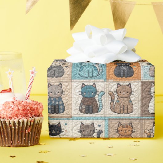 Kat Quilt Ontwerp Cadeaupapier (Verjaardagsfeest)