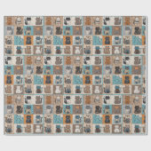 Kat Quilt Ontwerp Cadeaupapier (Vlak)