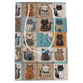 Kat Quilt Ontwerp Medium Cadeauzakje (Voorkant)