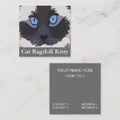 Kat Ragdoll Blauwe Ogen Vierkante Visitekaartje (Voorkant / Achterkant)