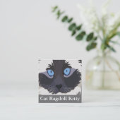 Kat Ragdoll Blauwe Ogen Vierkante Visitekaartje (Staand voorkant)