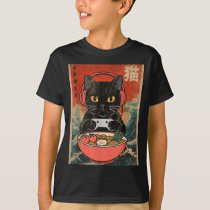 Kat Ramen Japans Grappig Grafisch Kawaii Anime T-shirt