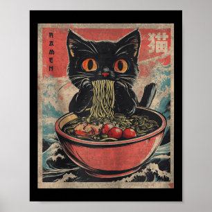 Kat Ramen Japans Grappig Kawaii Kat Grafisch Heren Poster