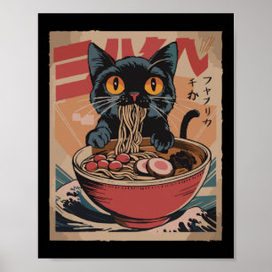 Kat Ramen Japanse Grappige Grafische T-shirts Kawa Poster