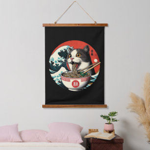 Kat Ramen Japanse Kunst Vintage Stijl Hangend Wandkleed