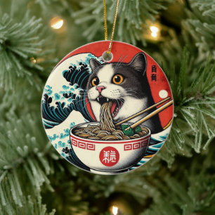 Kat Ramen Japanse Kunst Vintage Stijl Keramisch Ornament