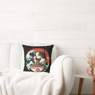 Kat Ramen Japanse Kunst Vintage Stijl Kussen