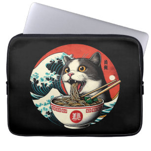 Kat Ramen Japanse Kunst Vintage Stijl Laptop Sleeve