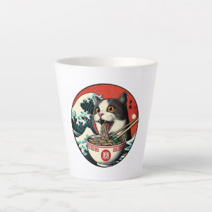 Kat Ramen Japanse Kunst Vintage Stijl Latte Mok