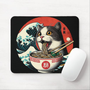 Kat Ramen Japanse Kunst Vintage Stijl Muismat