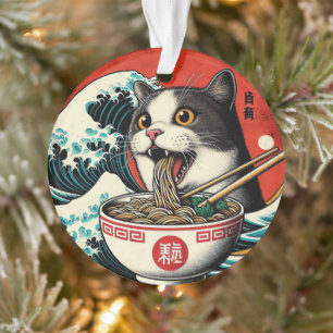Kat Ramen Japanse Kunst Vintage Stijl Ornament