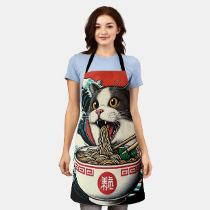 Kat Ramen Japanse Kunst Vintage Stijl Schort