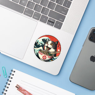 Kat Ramen Japanse Kunst Vintage Stijl Sticker