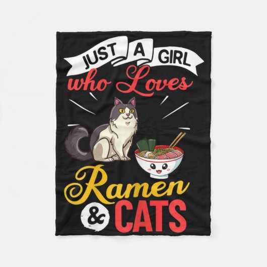 Kat Ramen Kom Soep Japans Fleece Deken (Voorkant)