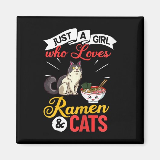 Kat Ramen Kom Soep Japans Magneet (Voorkant)