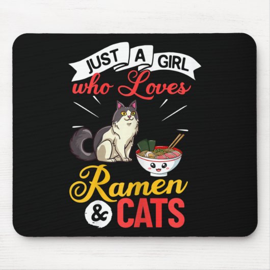 Kat Ramen Kom Soep Japans  Muismat (Voorkant)
