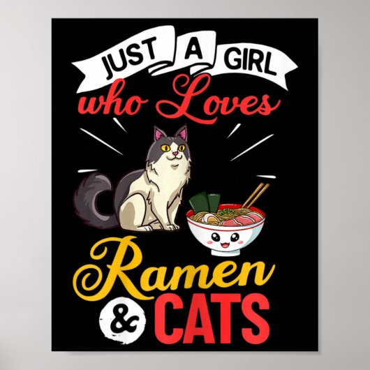 Kat Ramen Kom Soep Japans Poster (Voorkant)