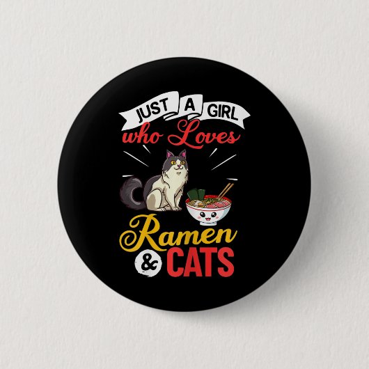 Kat Ramen Kom Soep Japans Ronde Button 5,7 Cm (Voorkant)