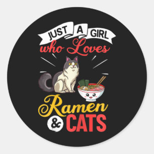 Kat Ramen Kom Soep Japans Ronde Sticker