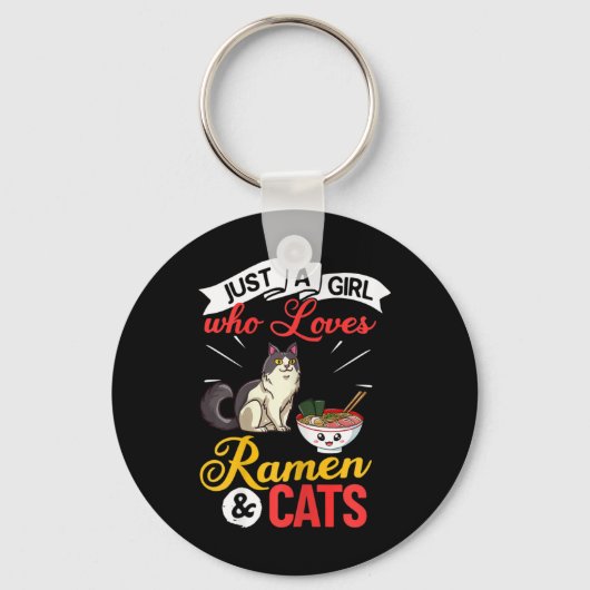Kat Ramen Kom Soep Japans Sleutelhanger (Voorkant)