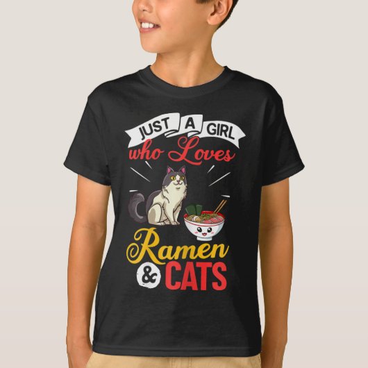 Kat Ramen Kom Soep Japans T-shirt (Voorkant)