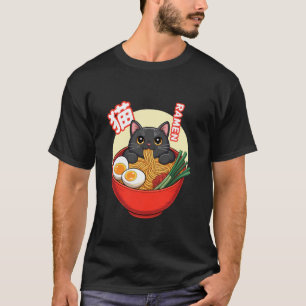 Kat Ramen Ontspannen in Noedels Schattige Voedsel T-shirt