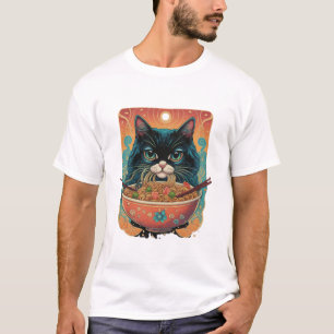 kat ramen, Schattigee kat eten Ramen, japanse rame T-shirt