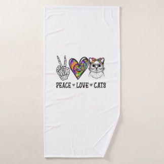 Kat redacteuse Tie Dye Peace Love Cats Halloween C Badhanddoek
