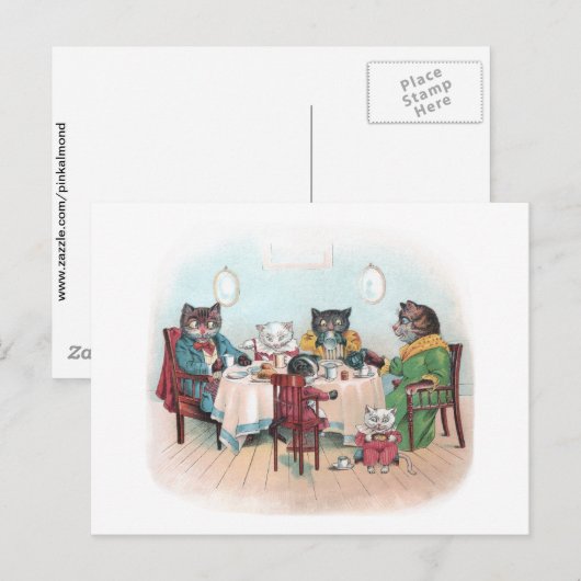 Kat-reeks is ingesteld op ontbijt briefkaart (Voorkant / Achterkant)